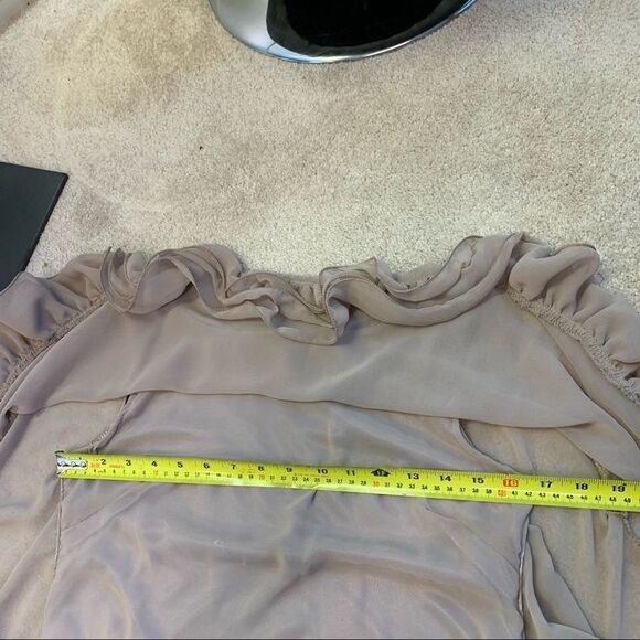 Chloe vintage taupe silk draped ruffle frill lined designer blouse size … - Picture 9 of 10